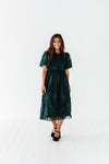 Mia Embroidered Smocked Dress in Emerald