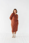 Willow Stripe Sweater Dress in Rust