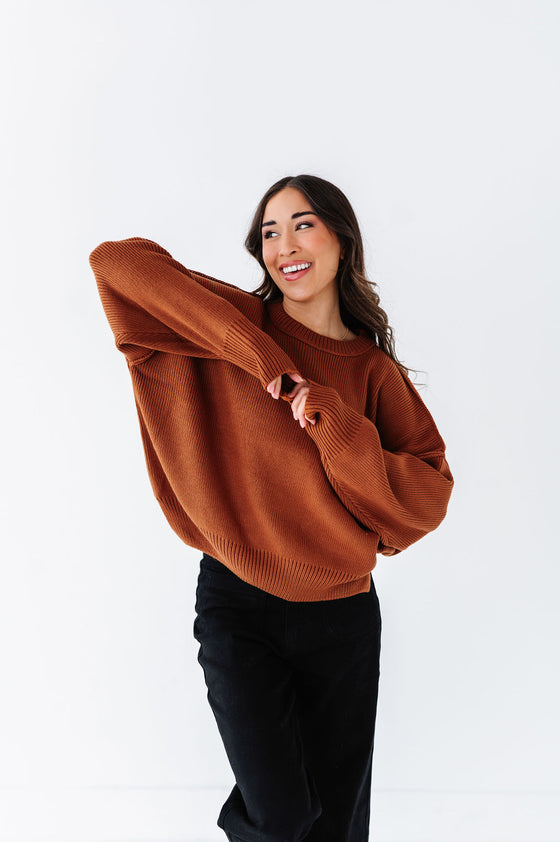 Teddi Drop Shoulder Sweater in Chocolate