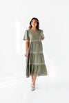 Amber Embroidered Dress in Sage