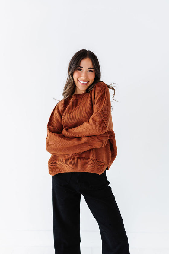 Teddi Drop Shoulder Sweater in Chocolate