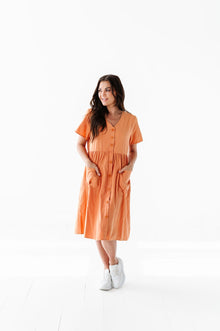  Danica Button Down Dress in Apricot