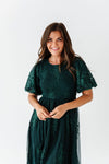 Mia Embroidered Smocked Dress in Emerald