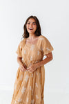 Lola Embroidered Dress in Camel - Size Medium Left