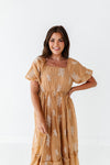 Lola Embroidered Dress in Camel - Size Medium Left