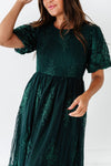 Mia Embroidered Smocked Dress in Emerald