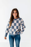 Sawyer Checkered Sweater in Blue