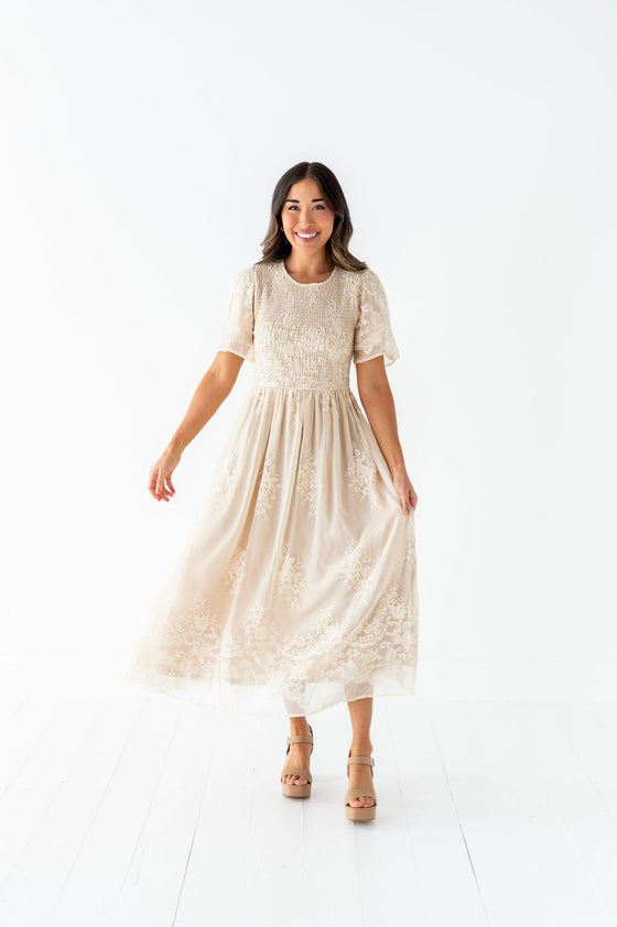 Elizabeth Embroidered Smocked Dress