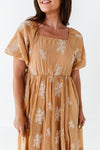 Lola Embroidered Dress in Camel - Size Medium Left