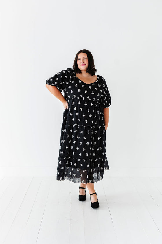 Pearl Midi Dress in Black