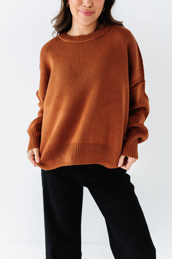 Teddi Drop Shoulder Sweater in Chocolate