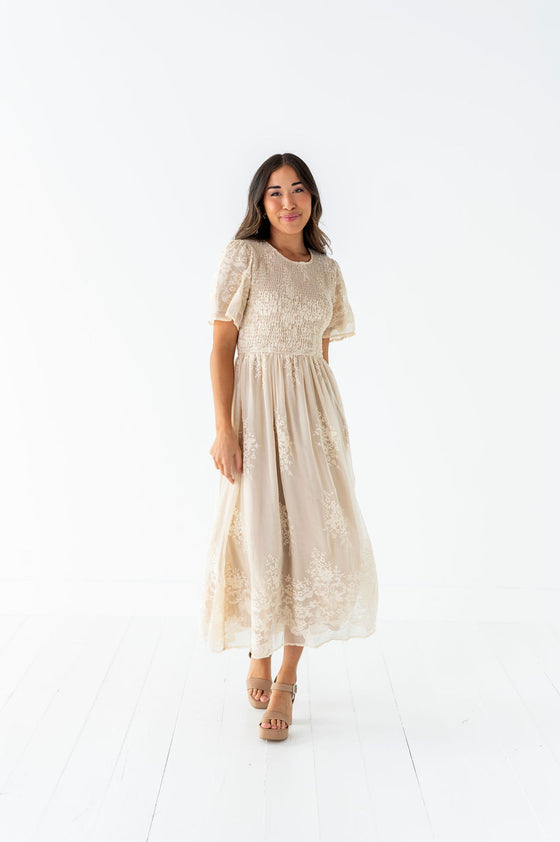 Elizabeth Embroidered Smocked Dress