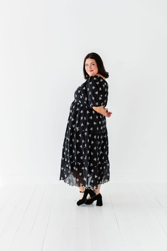 Pearl Midi Dress in Black