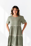 Amber Embroidered Dress in Sage
