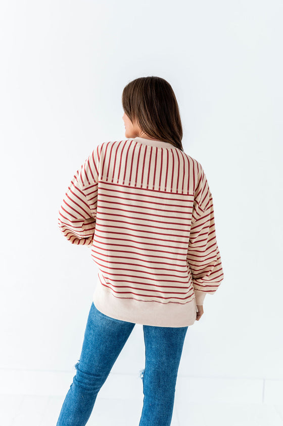 Kris Striped Sweater in Beige