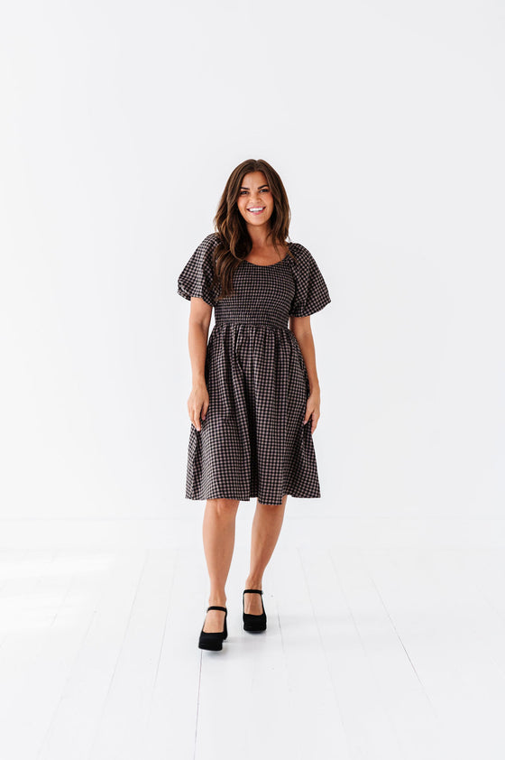 Xana Gingham Dress in Black