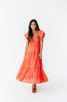  Raquel Tiered Dress in Coral