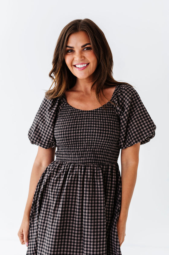 Xana Gingham Dress in Black