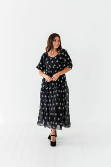  Pearl Midi Dress in Black