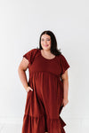 Mollie Midi Dress in Deep Rust