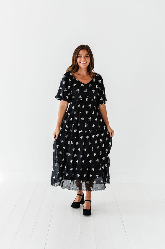 Pearl Midi Dress in Black