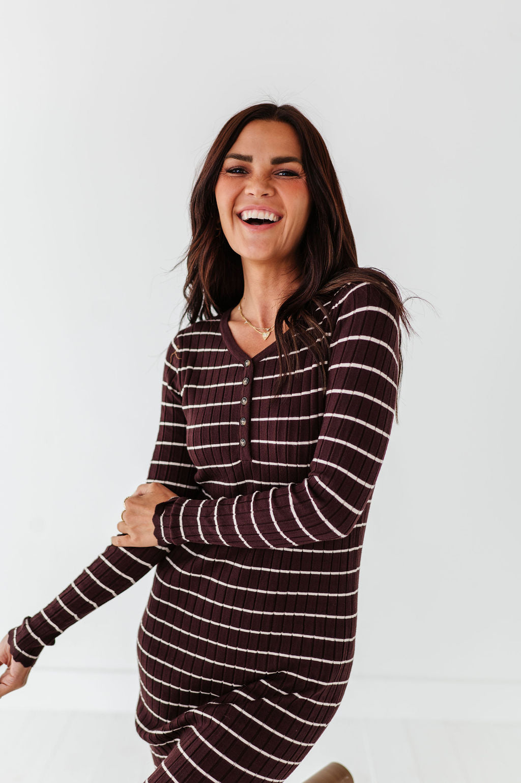 brown and white striped sweater dress CROCHET PATTERN // Striped Sweater Dress | Instant PDF Download With Pictures & Video Included | Fall, Spring, Sweater, Turtelneck, Long