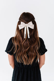  Satin Hair Bow in Cream