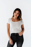Everleigh Ribbed Top in White - Size Large Left