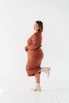 Willow Stripe Sweater Dress in Rust