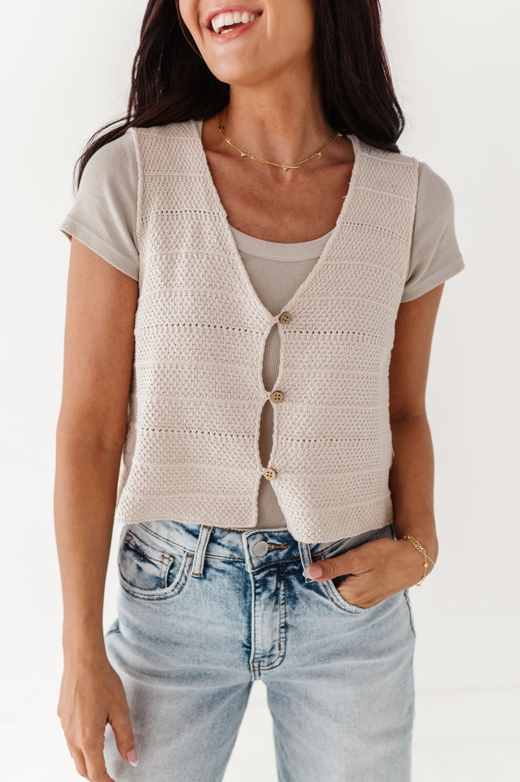 Olly Knit Vest in Oatmeal - Size Medium Left – Livy&Kate
