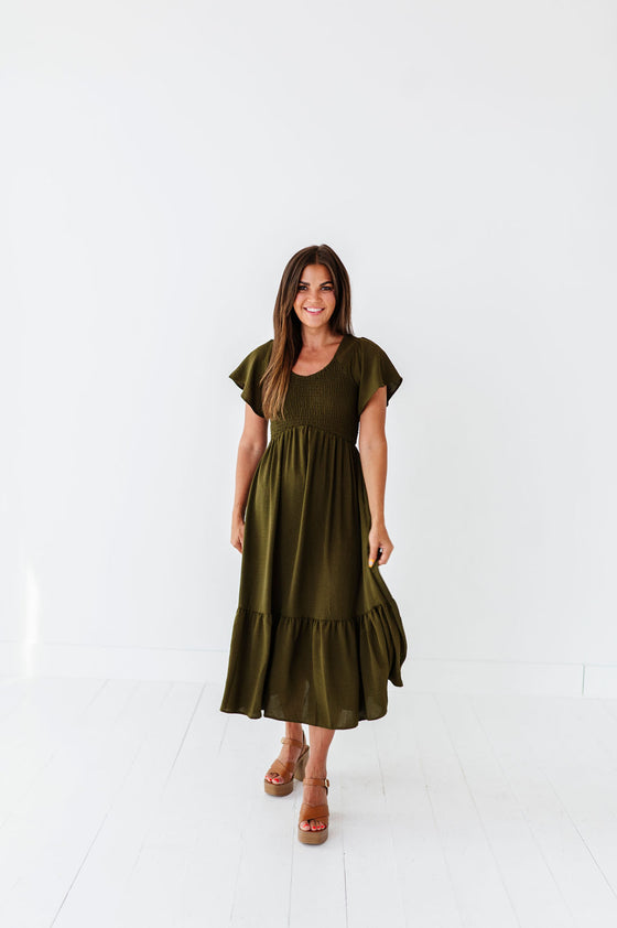 Mollie Midi Dress in Olive