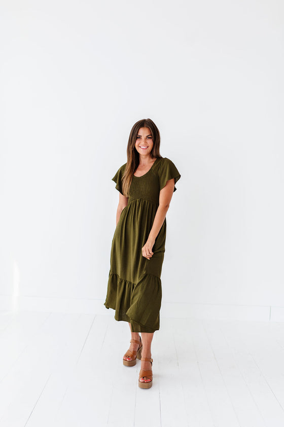 Mollie Midi Dress in Olive