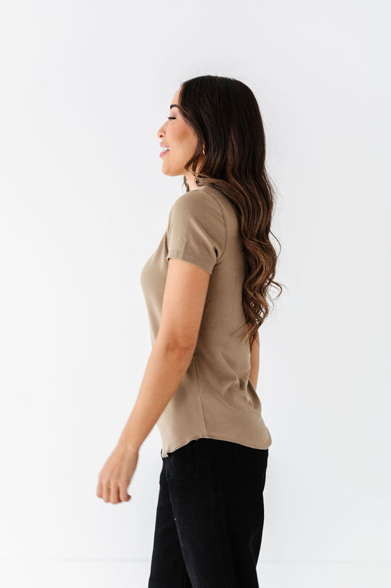 Ada Ribbed Top in Mocha