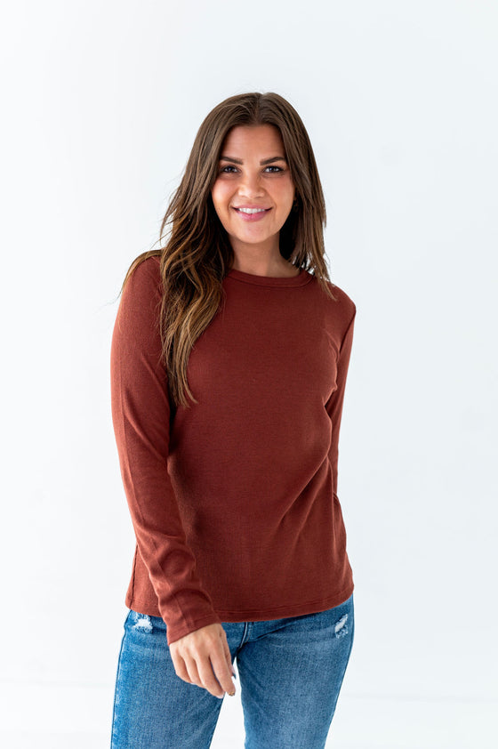 Kori Basic Ribbed Top in Copper