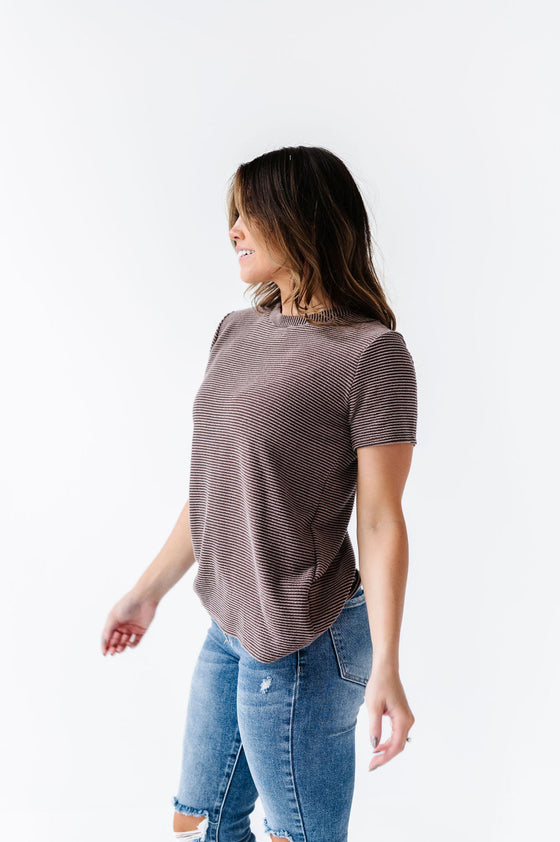 Jessa Ribbed Top in Brown