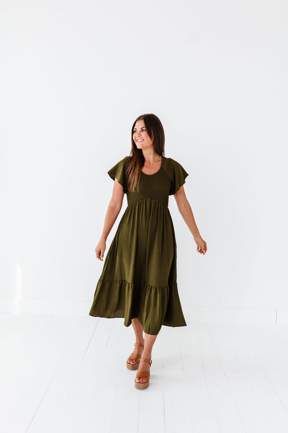 Mollie Midi Dress in Olive