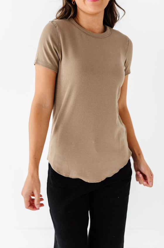 Ada Ribbed Top in Mocha