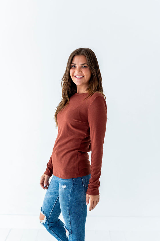 Kori Basic Ribbed Top in Copper