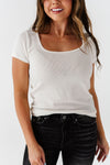 Everleigh Ribbed Top in White