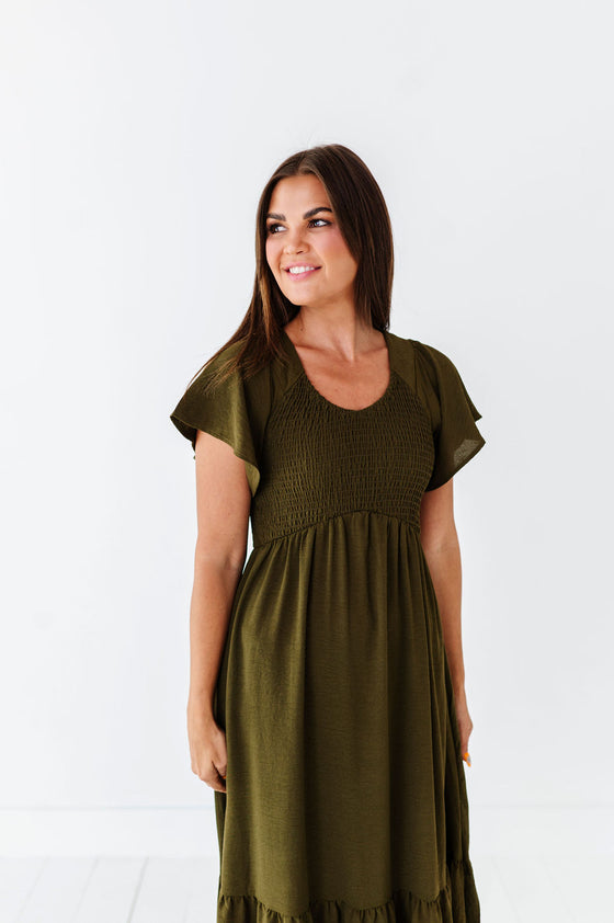 Mollie Midi Dress in Olive