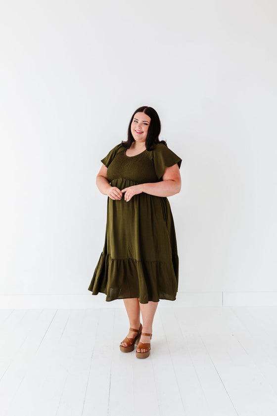 Mollie Midi Dress in Olive