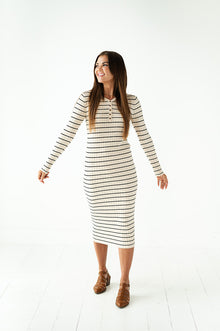  Willow Stripe Sweater Dress in Oatmeal - Size XL & 3X Left