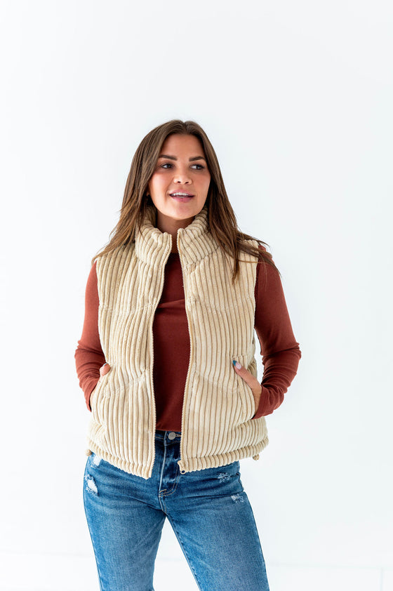 Torrey Corduroy Vest in Cream