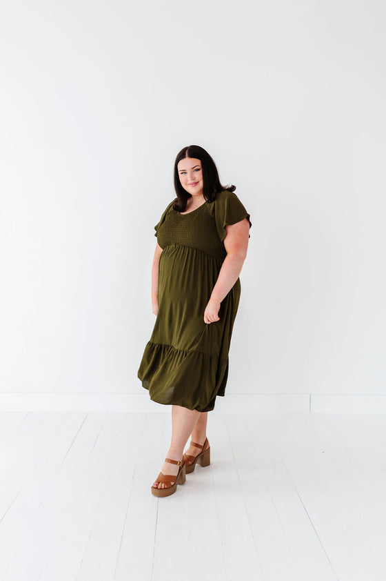 Mollie Midi Dress in Olive