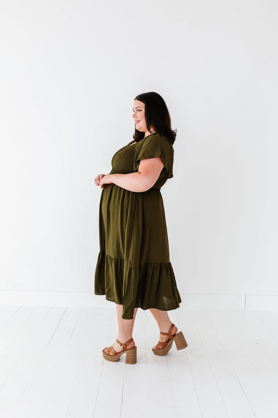 Mollie Midi Dress in Olive