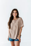 Drew Henley Knit Top in Taupe