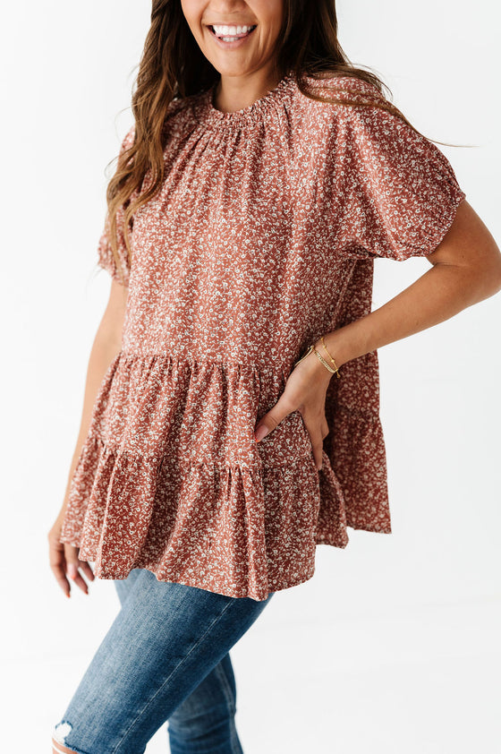 Beck Disty Floral Top in Sienna