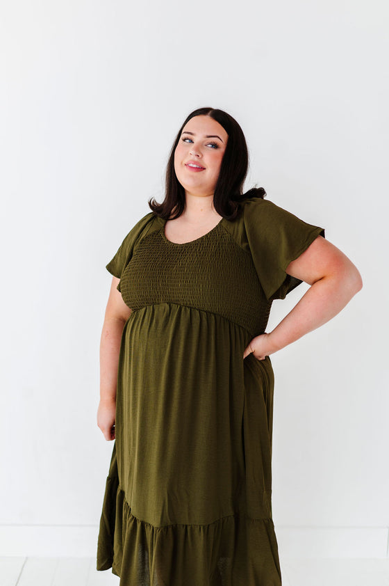 Mollie Midi Dress in Olive