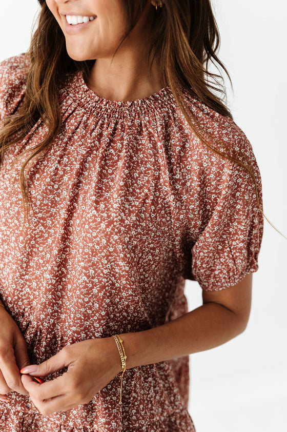 Beck Disty Floral Top in Sienna