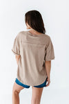 Drew Henley Knit Top in Taupe - Size Small Left